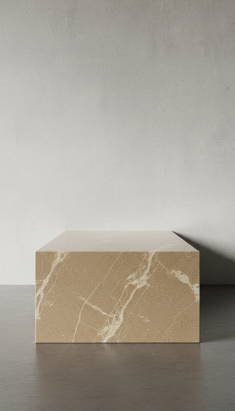 Custom stone countertop with waterfall edge