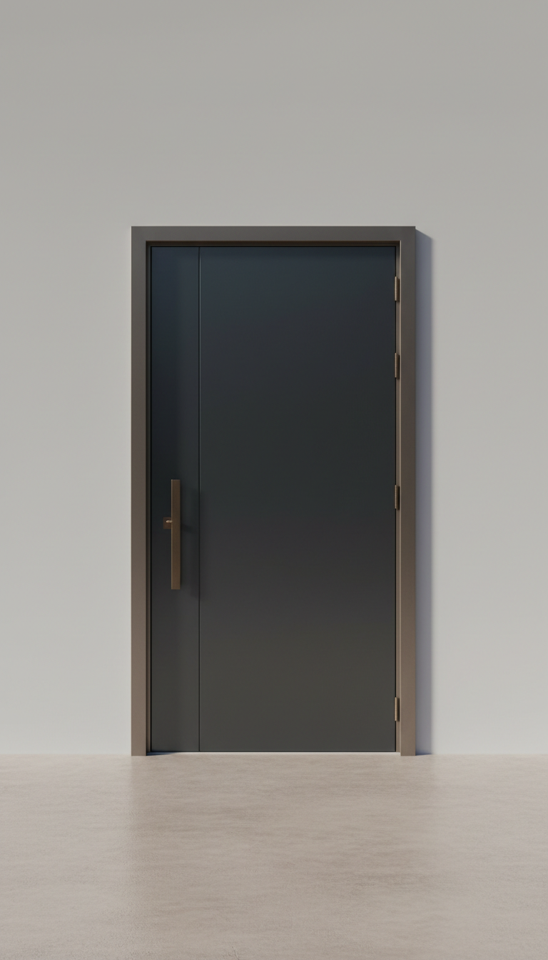 Architectural steel entry door with integrated sidelight