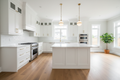 Custom kitchen renovation with white cabinetry and quartz countertops